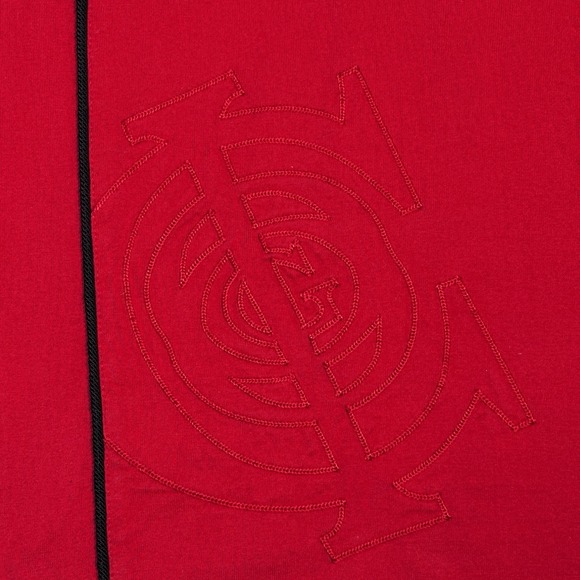 COOGI Embroidered Red Black Velour Short Sleeve Shirt Mens Size 2XL Vintage - Picture 8 of 15